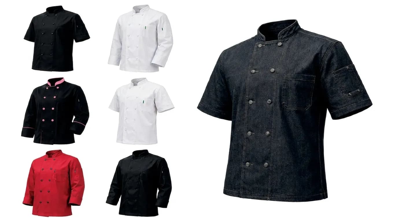Filipinas de chef en negro, blanco, con vivo rosado, roja y de denim
